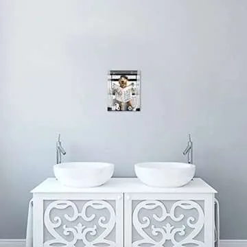 Blueyearn Bathroom Wall Decor Black and White Farmhouse Art Funny Dog Reading The Newspaper On Toilet Painting Picture Canvas Print Framed Artwork for Washroom Restroom 8''x10'' Golden Retriever