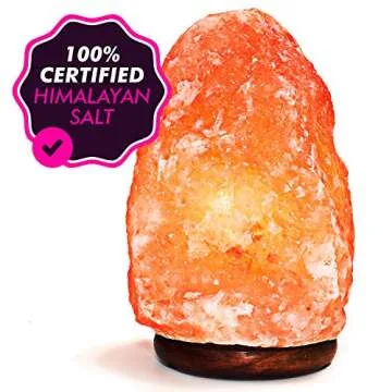 Amethya Natural Himalayan Salt Lamp, Hand Carved with Elegant Wood Base (Set of 2)