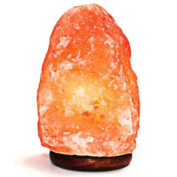 Amethya Natural Himalayan Salt Lamp, Hand Carved with Elegant Wood Base (Set of 2)