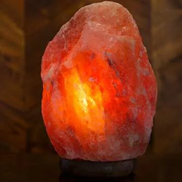 Amethya Natural Himalayan Salt Lamp, Hand Carved with Elegant Wood Base (Set of 2)