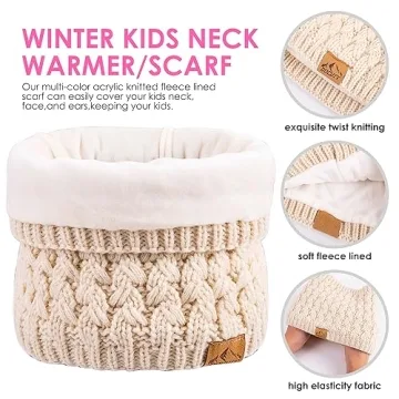 Knitted Winter Beanie Hat & Scarf Gloves Set for Kids