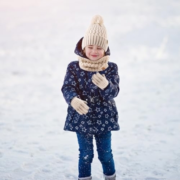 Knitted Winter Beanie Hat & Scarf Gloves Set for Kids