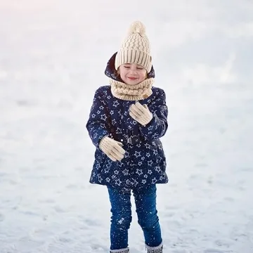 Knitted Winter Beanie Hat & Scarf Gloves Set for Kids