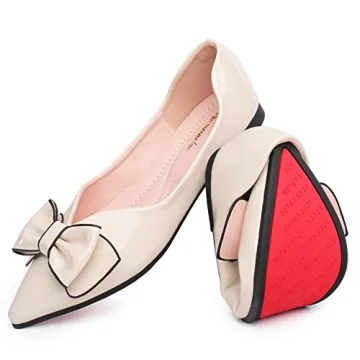 Apricot Flats Shoes Women Leather Comfortable Pointed Toe