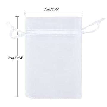 joycraft 50Pcs Organza Bags, 2x3 inch Gift Favor Bags, White Wedding Favor Bags, Jewelry Pouches wit...