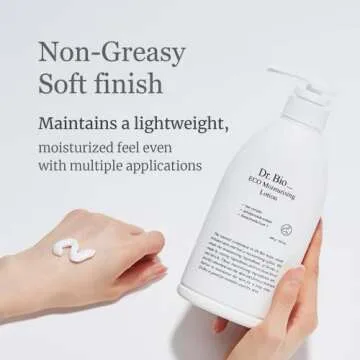 Dr.Bio Eco Moisture Lotion, Body & Face Daily Moisturizer for Sensitive Skin Types with Ceramide Shea Butter, Probiotics & Cica, Organic & Vegan, Fragrance-Free, Hypoallergenic Korean Skincare