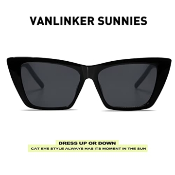 VANLINKER Vintage Cat Eye Sunglasses UV400 Protection
