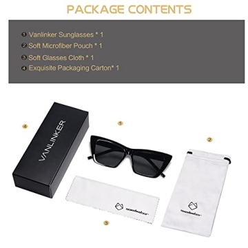 VANLINKER Vintage Cat Eye Sunglasses UV400 Protection