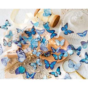 Knaid Butterfly Stickers Set (320 Pieces) Transparent Colorful Butterflies Resin Stickers Decals for Nature Scrapbook Supplies Junk Journal Bullet Journals Planners Laptops Paper Crafts