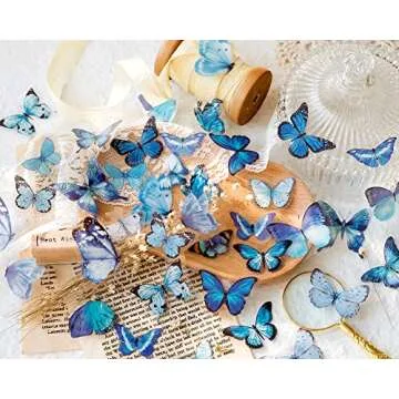 Knaid Butterfly Stickers Set (320 Pieces) Transparent Colorful Butterflies Resin Stickers Decals for Nature Scrapbook Supplies Junk Journal Bullet Journals Planners Laptops Paper Crafts