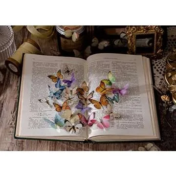Knaid Butterfly Stickers Set (320 Pieces) Transparent Colorful Butterflies Resin Stickers Decals for Nature Scrapbook Supplies Junk Journal Bullet Journals Planners Laptops Paper Crafts