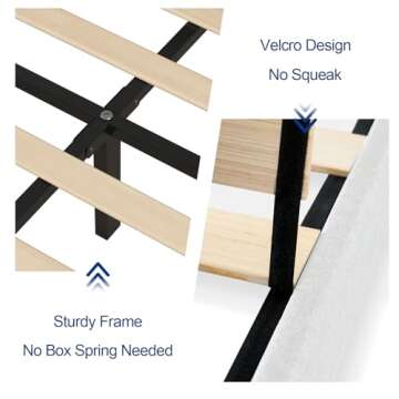 Twolike Queen Bed Frames with Headboard Upholstered Platforms Bed, Strong Weight Capacity,No Box Spring Needed,Mattress Foundation, Easy Assembly,White