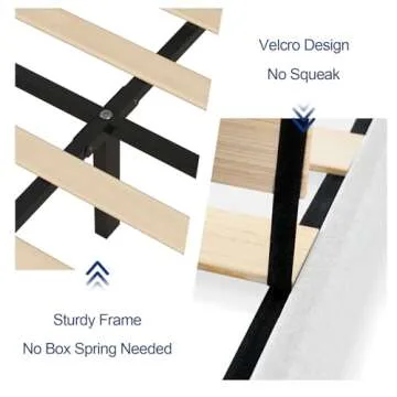 Twolike Queen Bed Frames with Headboard Upholstered Platforms Bed, Strong Weight Capacity,No Box Spring Needed,Mattress Foundation, Easy Assembly,White