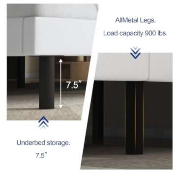 Twolike Queen Bed Frames with Headboard Upholstered Platforms Bed, Strong Weight Capacity,No Box Spring Needed,Mattress Foundation, Easy Assembly,White