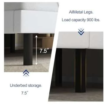 Twolike Queen Bed Frames with Headboard Upholstered Platforms Bed, Strong Weight Capacity,No Box Spring Needed,Mattress Foundation, Easy Assembly,White