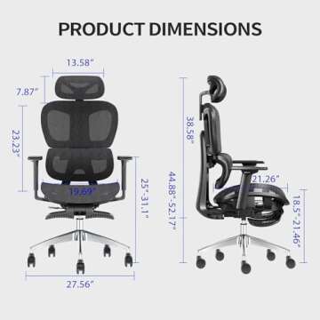 PatioMage Ergonomic Mesh Office Chair for Home and Office
