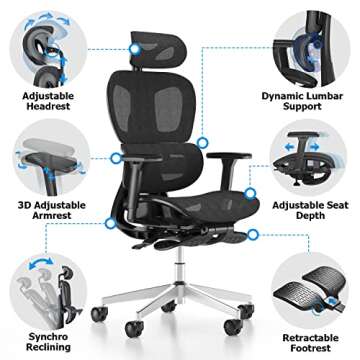 PatioMage Ergonomic Mesh Office Chair for Home and Office