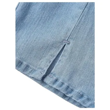 Floerns Summer Strapless Tube Denim Dress in Light Blue