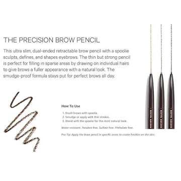 Kevyn Aucoin The Precision Brow Pencil, Brunette: Ultra slim, thin and strong. Retractable plus spoolie brush. Pro makeup artist go to. Sculpt, define and shape eyebrows. Stay put, smudge-proof.
