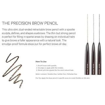 Kevyn Aucoin The Precision Brow Pencil, Brunette: Ultra slim, thin and strong. Retractable plus spoolie brush. Pro makeup artist go to. Sculpt, define and shape eyebrows. Stay put, smudge-proof.