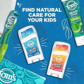 Tom's of Maine Aluminum-Free Wicked Cool! Natural Deodorant for Kids, Freestyle, 1.6 oz. 3-Pack (Packaging May Vary)