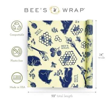 Bee's Wrap Reusable Beeswax Food Wraps Made in the USA, Eco Friendly Beeswax Food Wrap, Sustainable ...