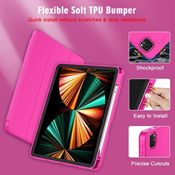 ZryXal iPad Pro 12.9 Case with Pencil Holder & Auto Wake