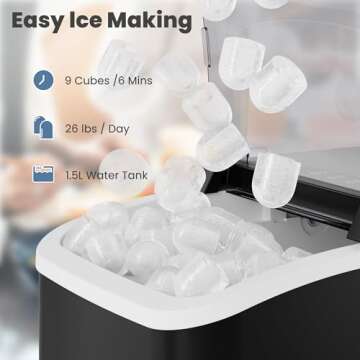 DUMOS Fast Ice Maker - 9 Cubes in 6 Minutes