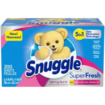 Snuggle Plus SuperFresh Dryer Sheets: Odor Control & Static Relief, 200 Count