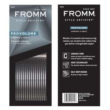 Fromm ProVolume 3" Self-Grip Ceramic Ionic Thermal Hair Rollers, 2 Count Large Salon Quality Hair Curlers for Medium and Long Hair, Blowouts, Curtain Bangs