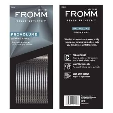 Fromm ProVolume 3" Self-Grip Ceramic Ionic Thermal Hair Rollers, 2 Count Large Salon Quality Hair Curlers for Medium and Long Hair, Blowouts, Curtain Bangs