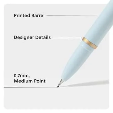 U Brands Catalina Felt Tip Pens, Set of 6, Classic Pretty Pastels with Gold Details, Medium (0.7 mm) Point, Black Ink