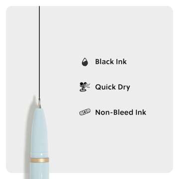 U Brands Catalina Felt Tip Pens, Set of 6, Classic Pretty Pastels with Gold Details, Medium (0.7 mm) Point, Black Ink