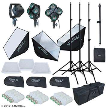 LINCO Lincostore LED Continuous Photography Video Studio with 3 Softbox and Boom Stand