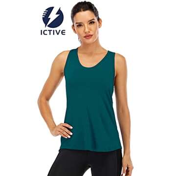 ICTIVE Workout Tank Tops for Women Sleeveless Yoga Tops for Women Mesh Racerback Backless Running Gym Shirts Dark Green XL