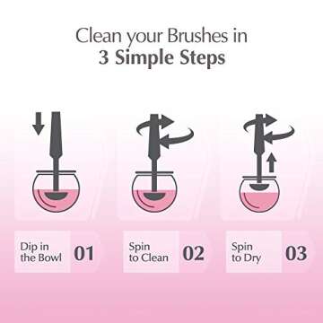 Luxe Electric Makeup Brush Cleaner, Pink, USB Charging Station, 3 Adjustable Speeds, Cleaner to Instantly Wash and Dry Your Makeup Brushes