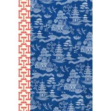 Blue/Red Chinoiserie: Stylish 120 lined page Journal/notebook