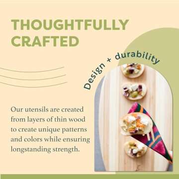 Exotic Pakkawood 7-Piece Kitchen Utensil Set with Spoon, Slotted Spoon, Spatula, Corner Spoon, Small Spoon, Small Spatula/Turner, Spreader - Earth Friendly Material - by Crate Collective (Rainbow)