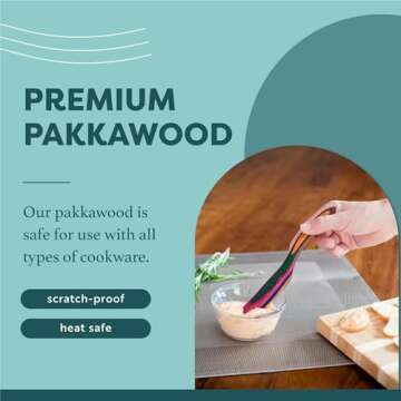 Exotic Pakkawood 7-Piece Kitchen Utensil Set with Spoon, Slotted Spoon, Spatula, Corner Spoon, Small Spoon, Small Spatula/Turner, Spreader - Earth Friendly Material - by Crate Collective (Rainbow)