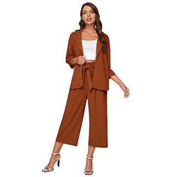 SheIn Women's Fashion Blazer and Wide Leg Pants Set