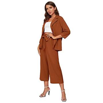 SheIn Women's Fashion Blazer and Wide Leg Pants Set