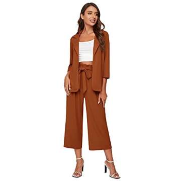 SheIn Women's Fashion Blazer and Wide Leg Pants Set