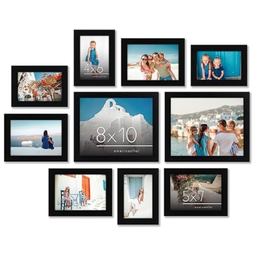 Americanflat Set of 10 Gallery Picture Frames with Shatter-Resistant Glass