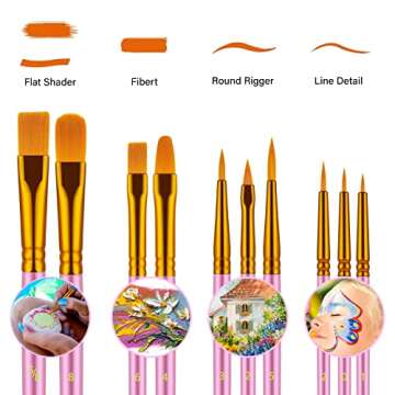 Paint Brushes Set, 20 Pcs Paint Brushes for Acrylic Painting, Oil Watercolor Acrylic Paint Brush, Ar...