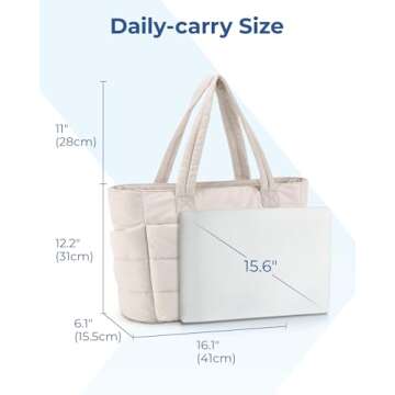BAGSMART Tote Bag for Women, Lightweight Puffy Tote Bag with Compartments Shoulder Bag Handbag Quilted Shoulder Bag Handbag for Travel, Work, Beach, Gym, Shop(Gray)