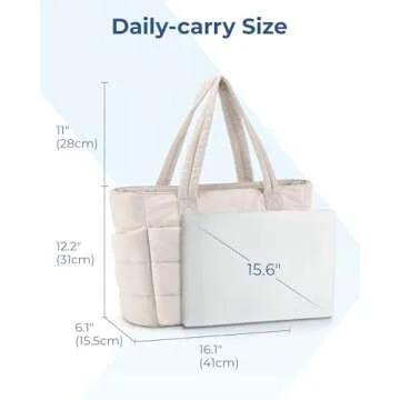 BAGSMART Tote Bag for Women, Lightweight Puffy Tote Bag with Compartments Shoulder Bag Handbag Quilted Shoulder Bag Handbag for Travel, Work, Beach, Gym, Shop(Gray)