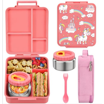MAISON HUIS Bento Lunch Box for Kids With 8oz Soup Thermo, Leakproof Lunch Compartment Containers wi...