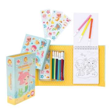 Tiger Tribe: Coloring Set - Mermaids - Activity Set w/Stickers, Themed Coloring Pages & Markers Stored Inside Magnetic Sealed Storage Box, Kid Age 4+