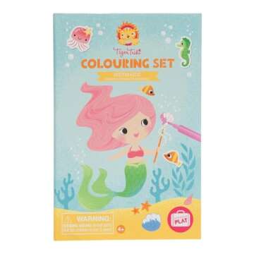 Tiger Tribe: Coloring Set - Mermaids - Activity Set w/Stickers, Themed Coloring Pages & Markers Stored Inside Magnetic Sealed Storage Box, Kid Age 4+