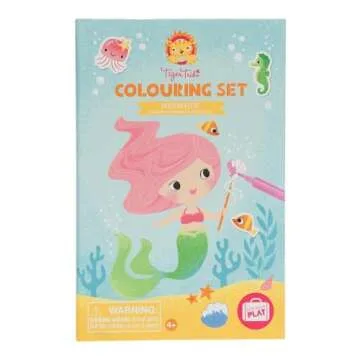 Tiger Tribe: Coloring Set - Mermaids - Activity Set w/Stickers, Themed Coloring Pages & Markers Stored Inside Magnetic Sealed Storage Box, Kid Age 4+